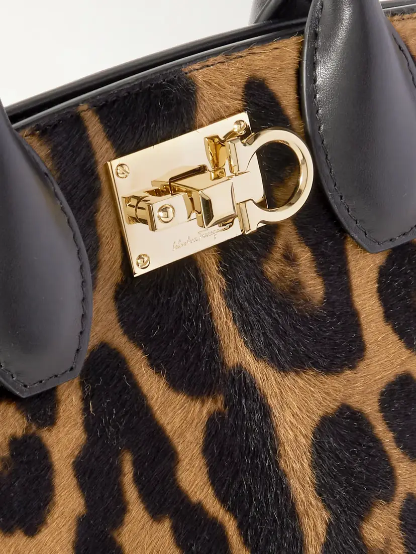 Ferragamo The Studio Box Leather-trimmed Leopard-print Calf Hair Tote | Thumbnail 4 Ferragamo The Studio Box Leather-trimmed Leopard-print Calf Hair Tote | Thumbnail 4