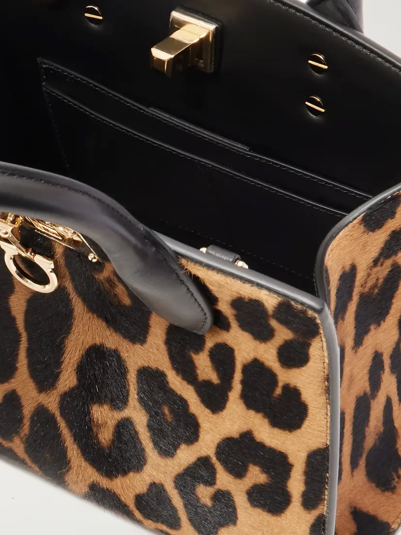 Ferragamo The Studio Box Leather-trimmed Leopard-print Calf Hair Tote | Thumbnail 5 Ferragamo The Studio Box Leather-trimmed Leopard-print Calf Hair Tote | Thumbnail 5
