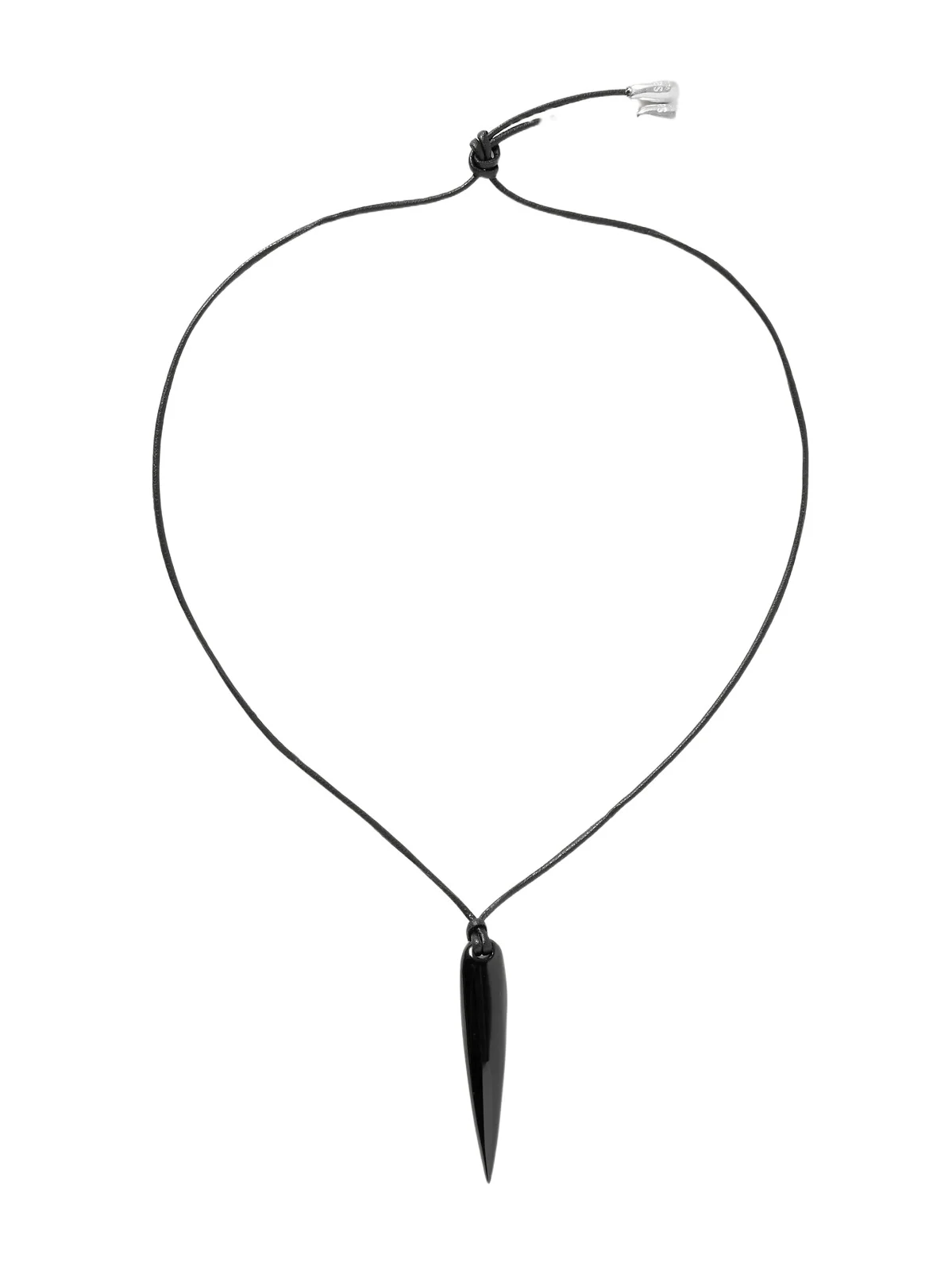 Spear Silver, Onyx And Cord Necklace - Black