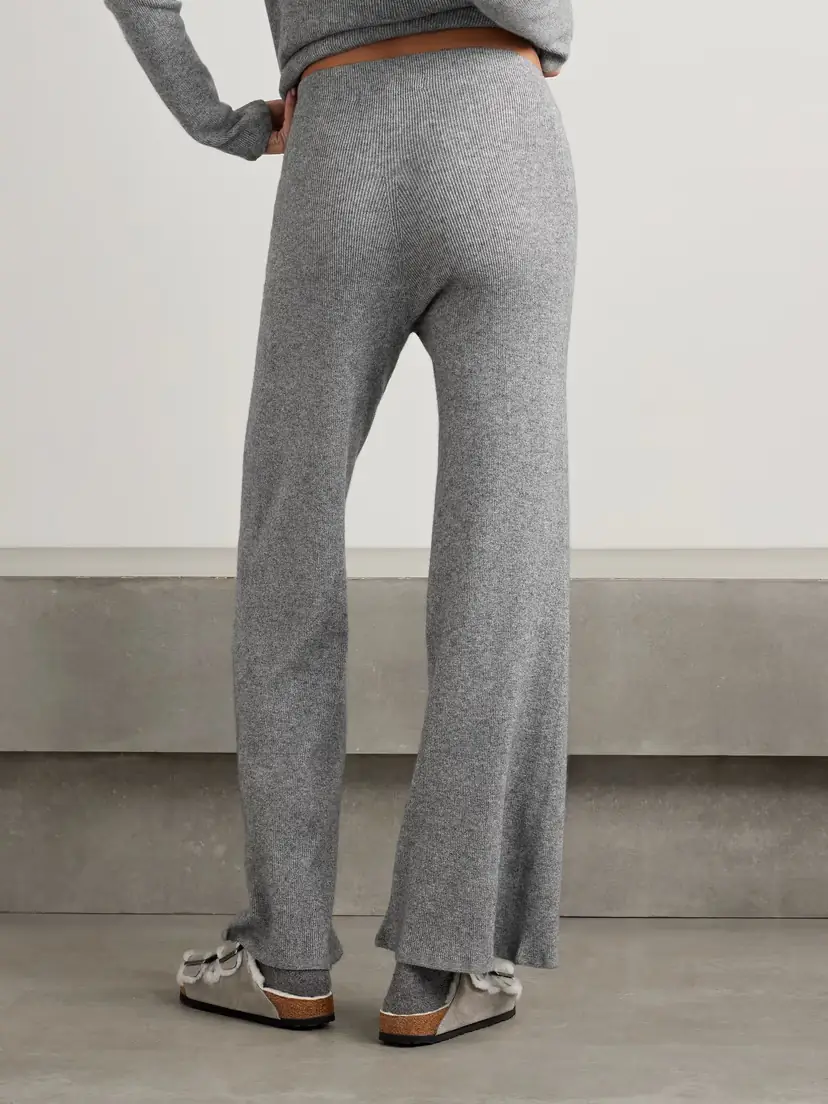 The Elder Statesman Delicash Ribbed Cashmere And Silk-blend Wide-leg Pants | Thumbnail 4 The Elder Statesman Delicash Ribbed Cashmere And Silk-blend Wide-leg Pants | Thumbnail 4