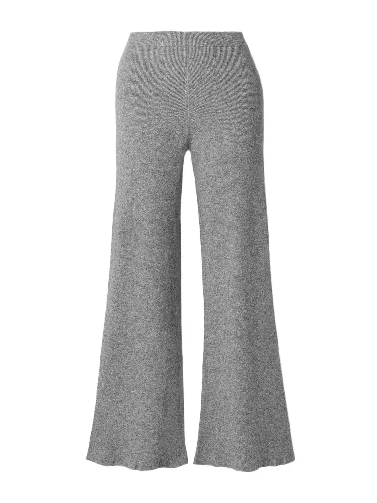 Delicash Ribbed Cashmere And Silk-blend Wide-leg Pants