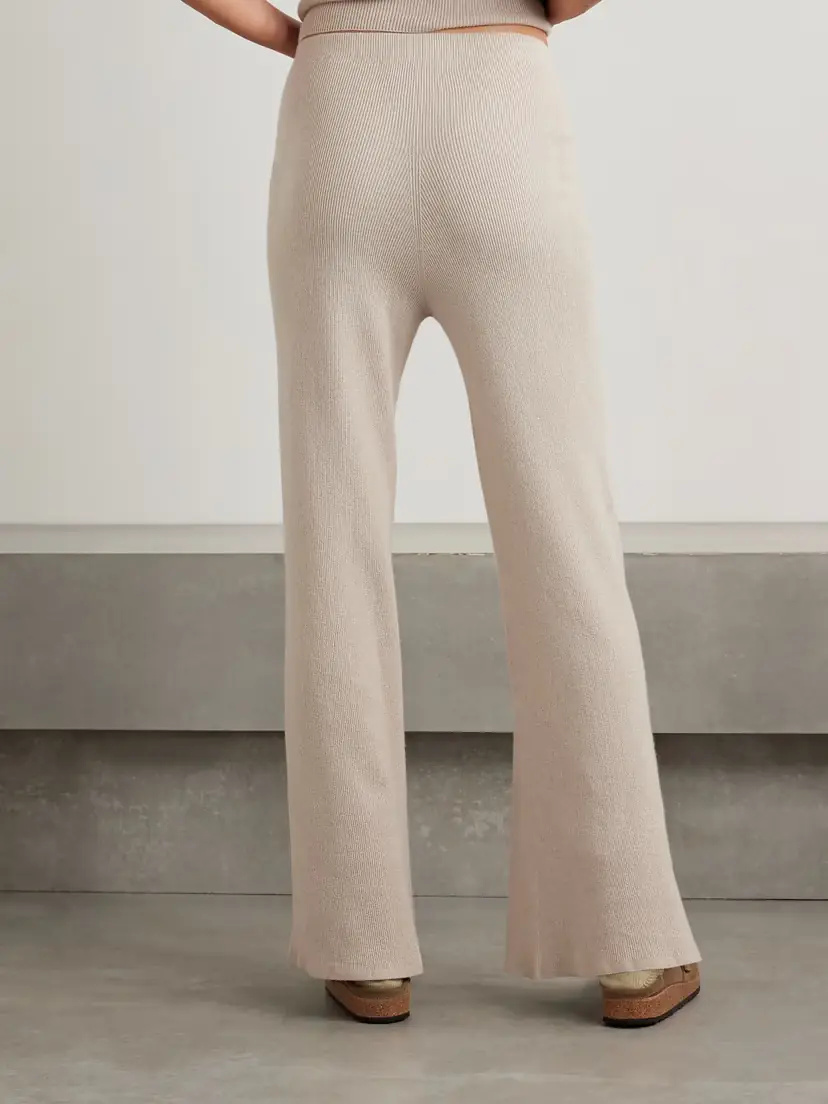 The Elder Statesman Delicash Ribbed Cashmere And Silk-blend Wide-leg Pants | Thumbnail 4