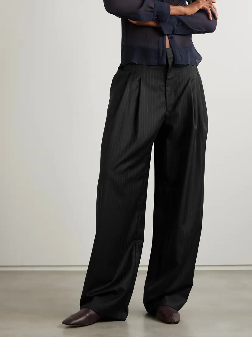 St. Agni Adjust Pleated Pinstriped Wool-blend Wide-leg Pants | Thumbnail 6 St. Agni Adjust Pleated Pinstriped Wool-blend Wide-leg Pants | Thumbnail 6