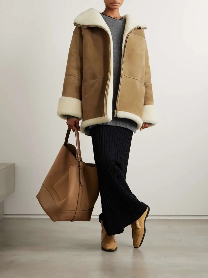 TOTEME Leather-trimmed Shearling Jacket | Thumbnail 2