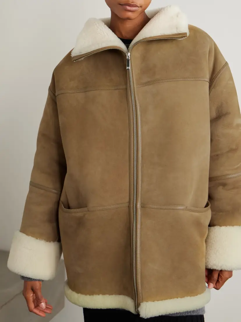 TOTEME Leather-trimmed Shearling Jacket | Thumbnail 3