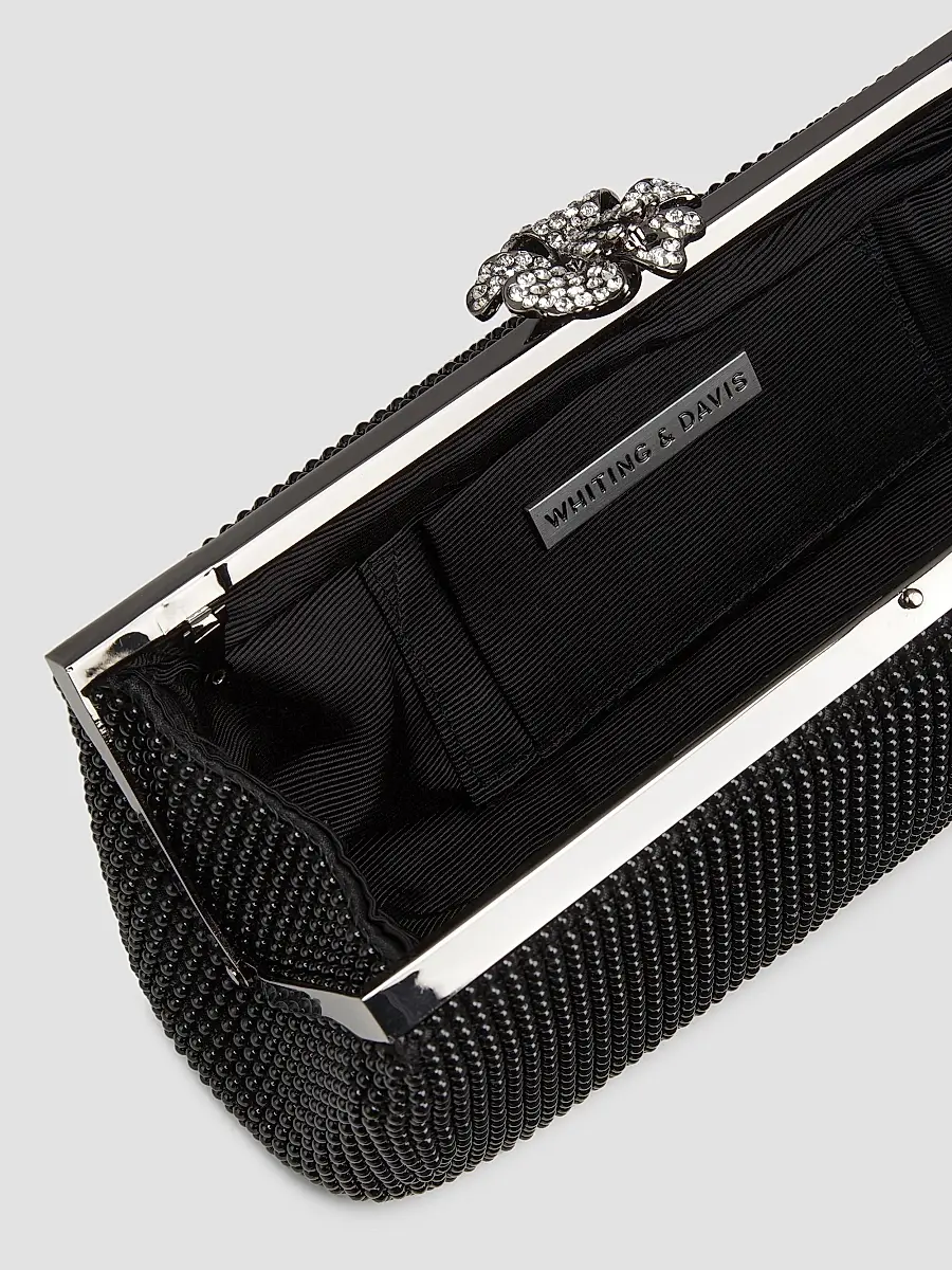Whiting & Davis Women's Crystal Flower Clutch - Black | Thumbnail 4