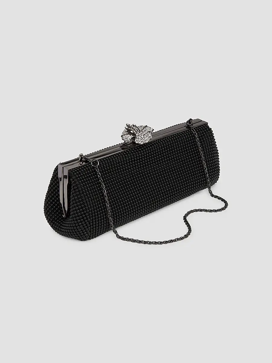 Whiting & Davis Women's Crystal Flower Clutch - Black | Thumbnail 5