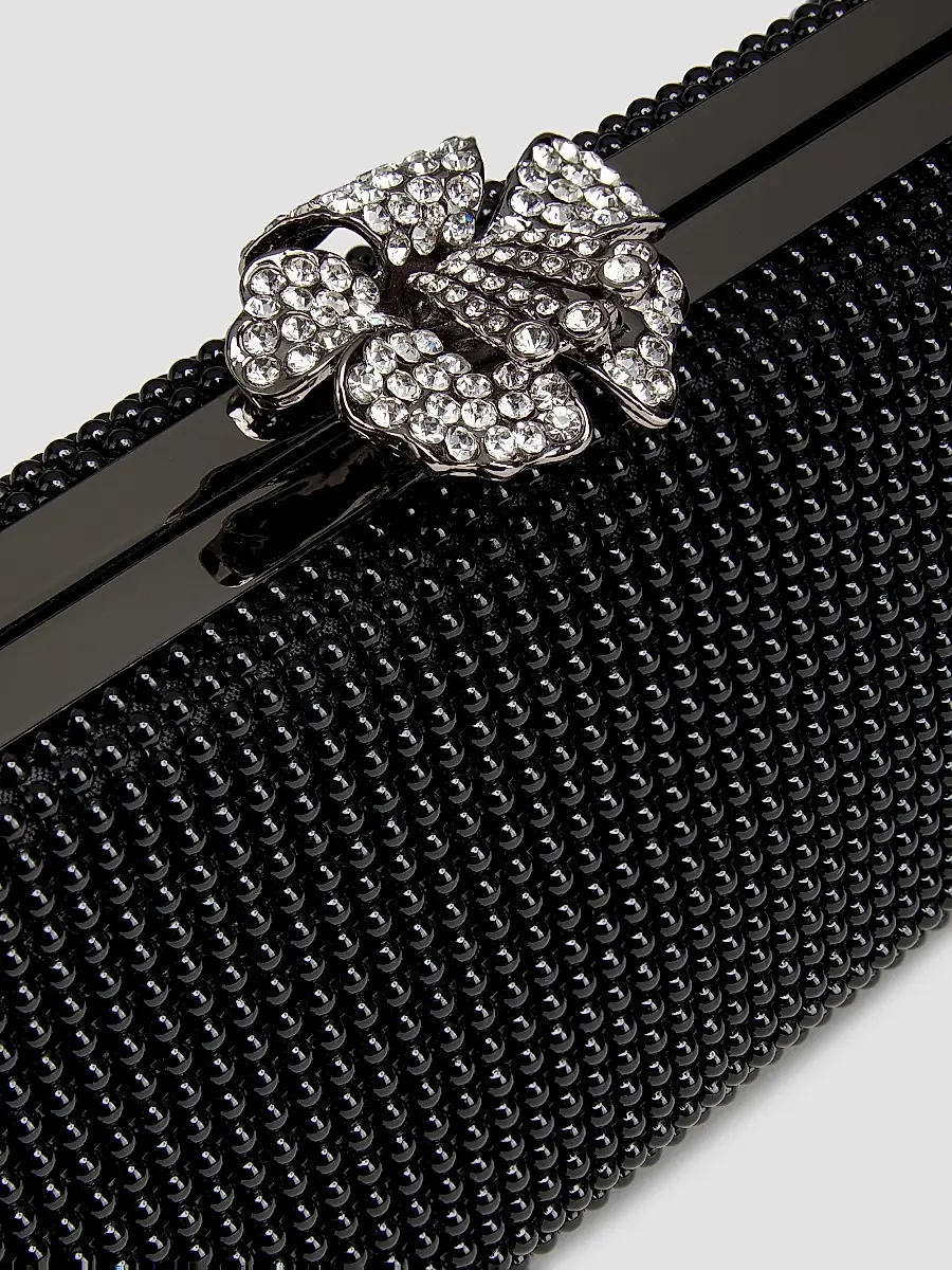 Whiting & Davis Women's Crystal Flower Clutch - Black | Thumbnail 6