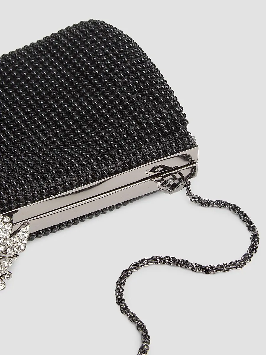Whiting & Davis Women's Crystal Flower Clutch - Black | Thumbnail 7
