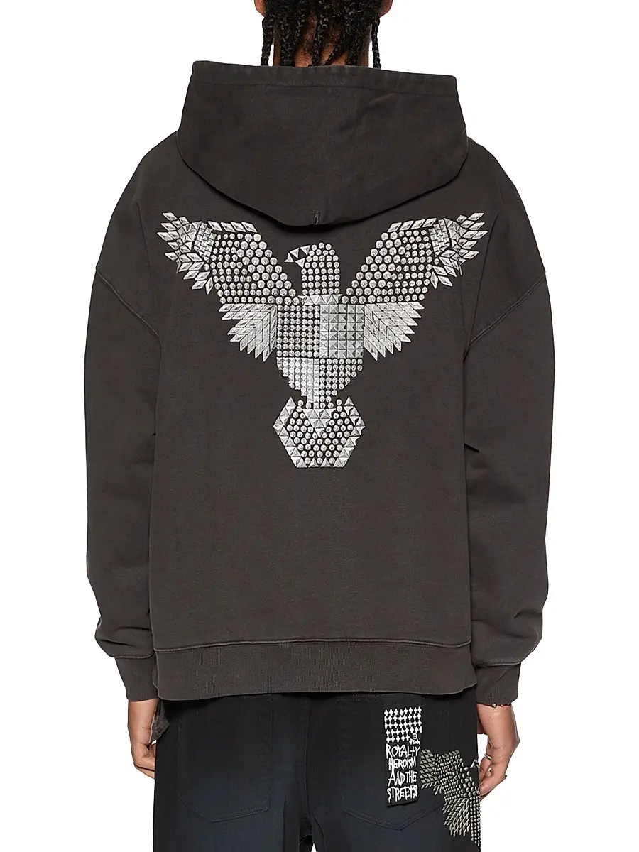 Ksubi Men's Democrazy Eagle Ekcess Hoodie - Black | Thumbnail 3 Ksubi Men's Democrazy Eagle Ekcess Hoodie - Black | Thumbnail 3