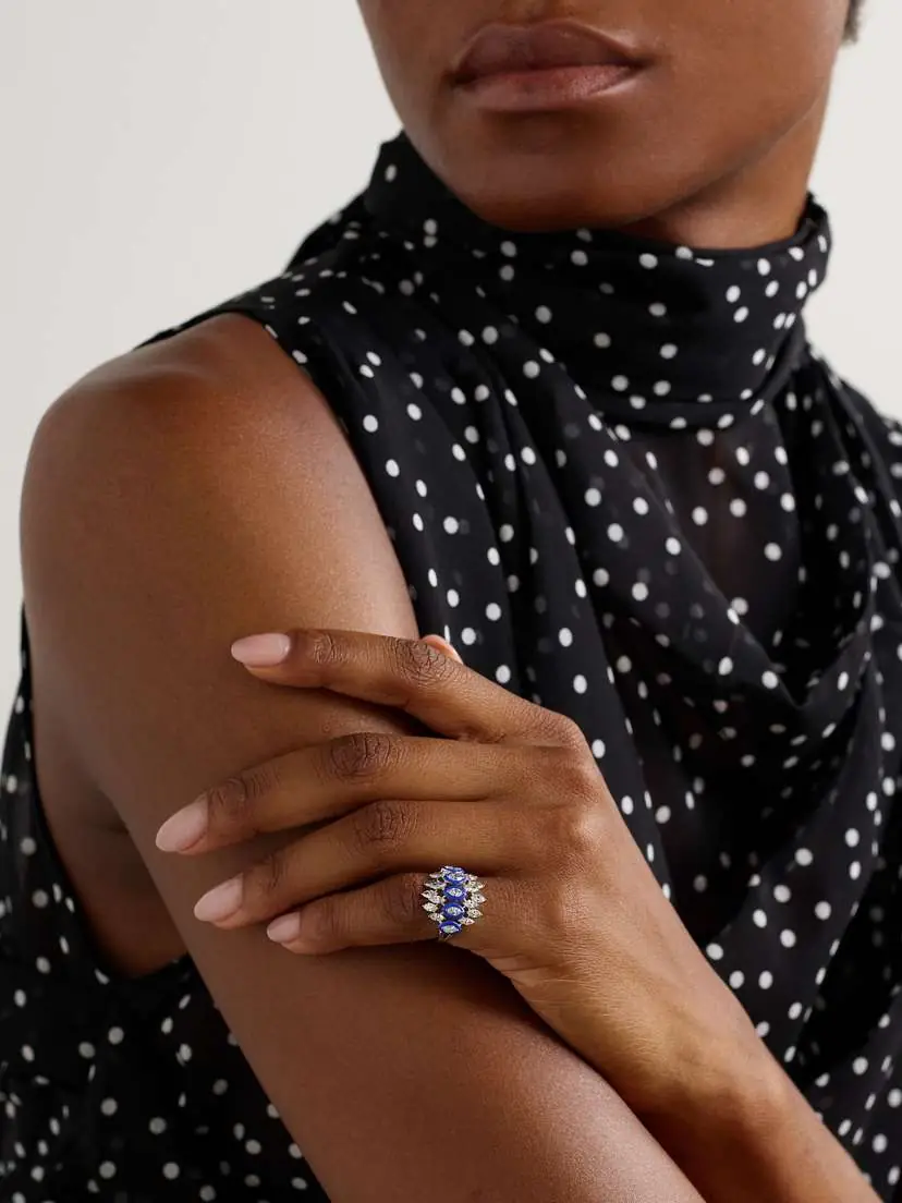 Kamyen 18-karat White Gold, Diamond And Enamel Ring - Blue | Thumbnail 2 Kamyen 18-karat White Gold, Diamond And Enamel Ring - Blue | Thumbnail 2