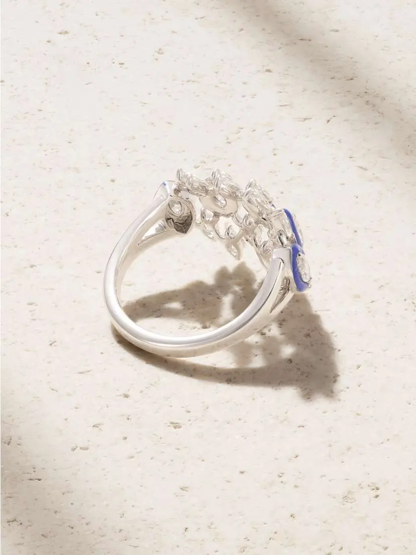 Kamyen 18-karat White Gold, Diamond And Enamel Ring - Blue | Thumbnail 3 Kamyen 18-karat White Gold, Diamond And Enamel Ring - Blue | Thumbnail 3