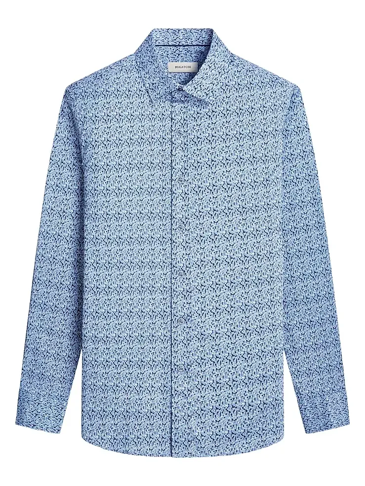 Men's Karl Printed Stretch Cotton Button-Front Shirt Men's Karl Printed Stretch Cotton Button-Front Shirt