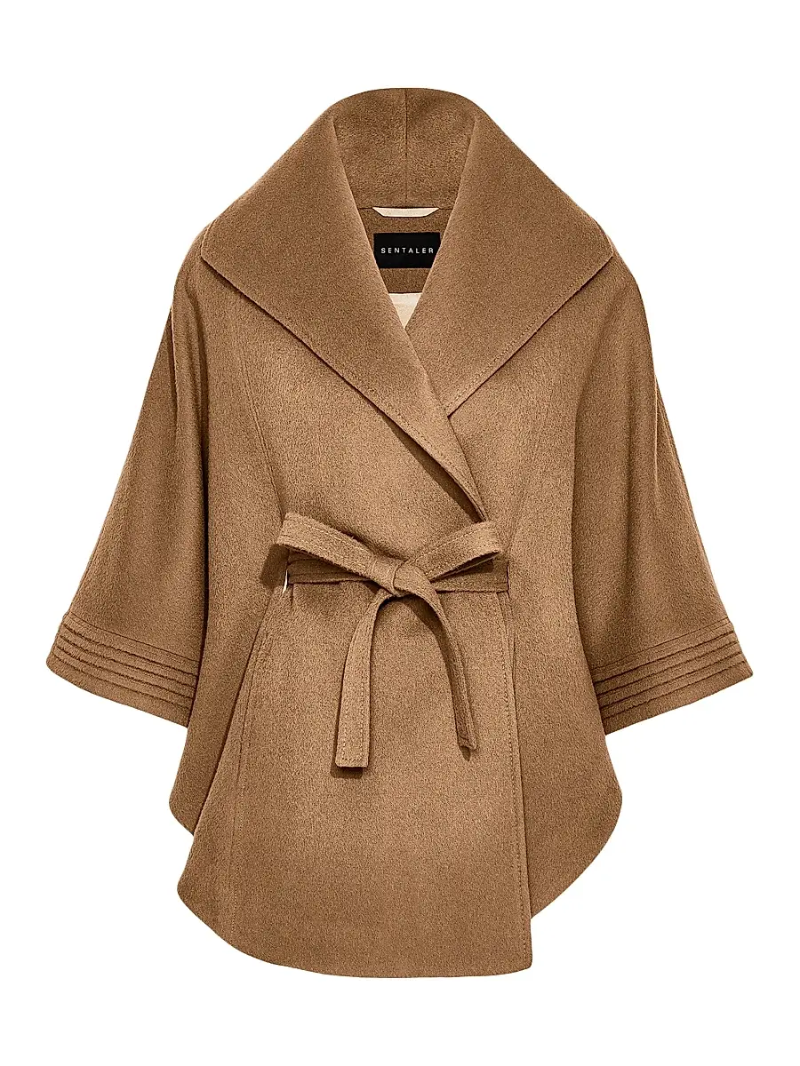 Sentaler Women's Shawl Collar Belted Alpaca Cape