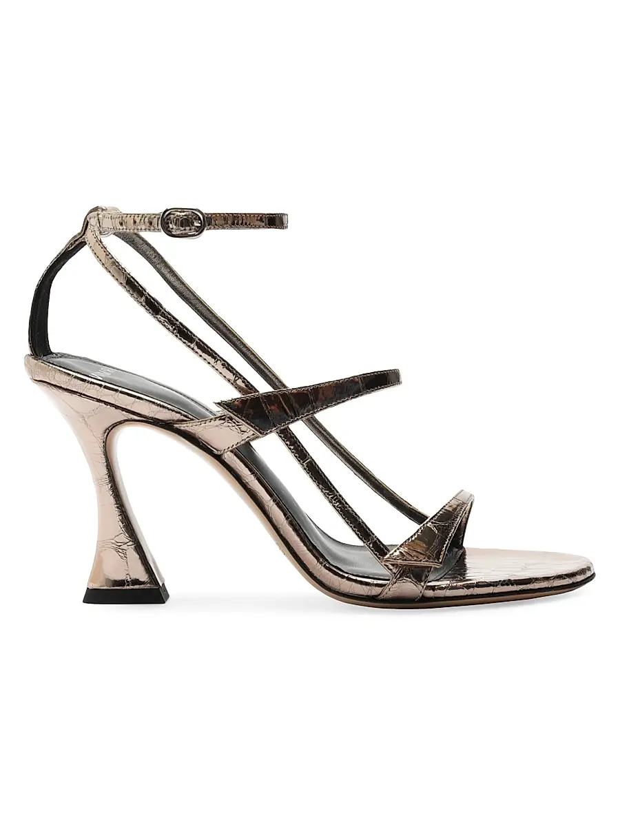 Alexandre Birman Women's Tita 85MM Metallic Leather Cage Sandals - Grafite | Image 1 Alexandre Birman Women's Tita 85MM Metallic Leather Cage Sandals - Grafite | Image 1
