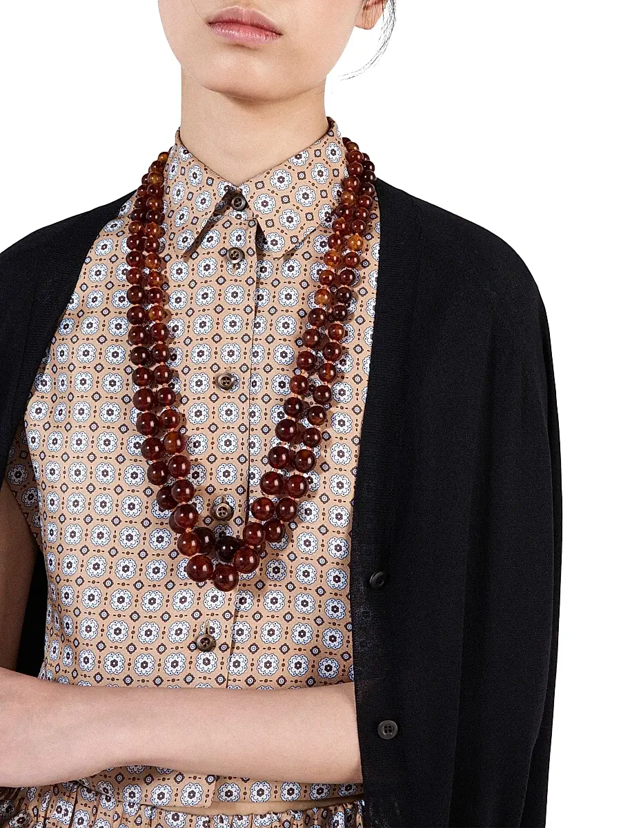 Prada Women's Printed Twill Silk Shirt - Brown | Thumbnail 5 Prada Women's Printed Twill Silk Shirt - Brown | Thumbnail 5