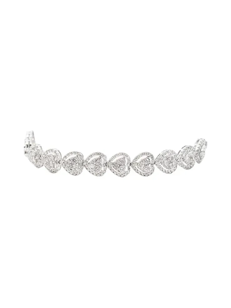 6.01ct Diamond 14K Gold Heart Tennis Bracelet 6.01ct Diamond 14K Gold Heart Tennis Bracelet
