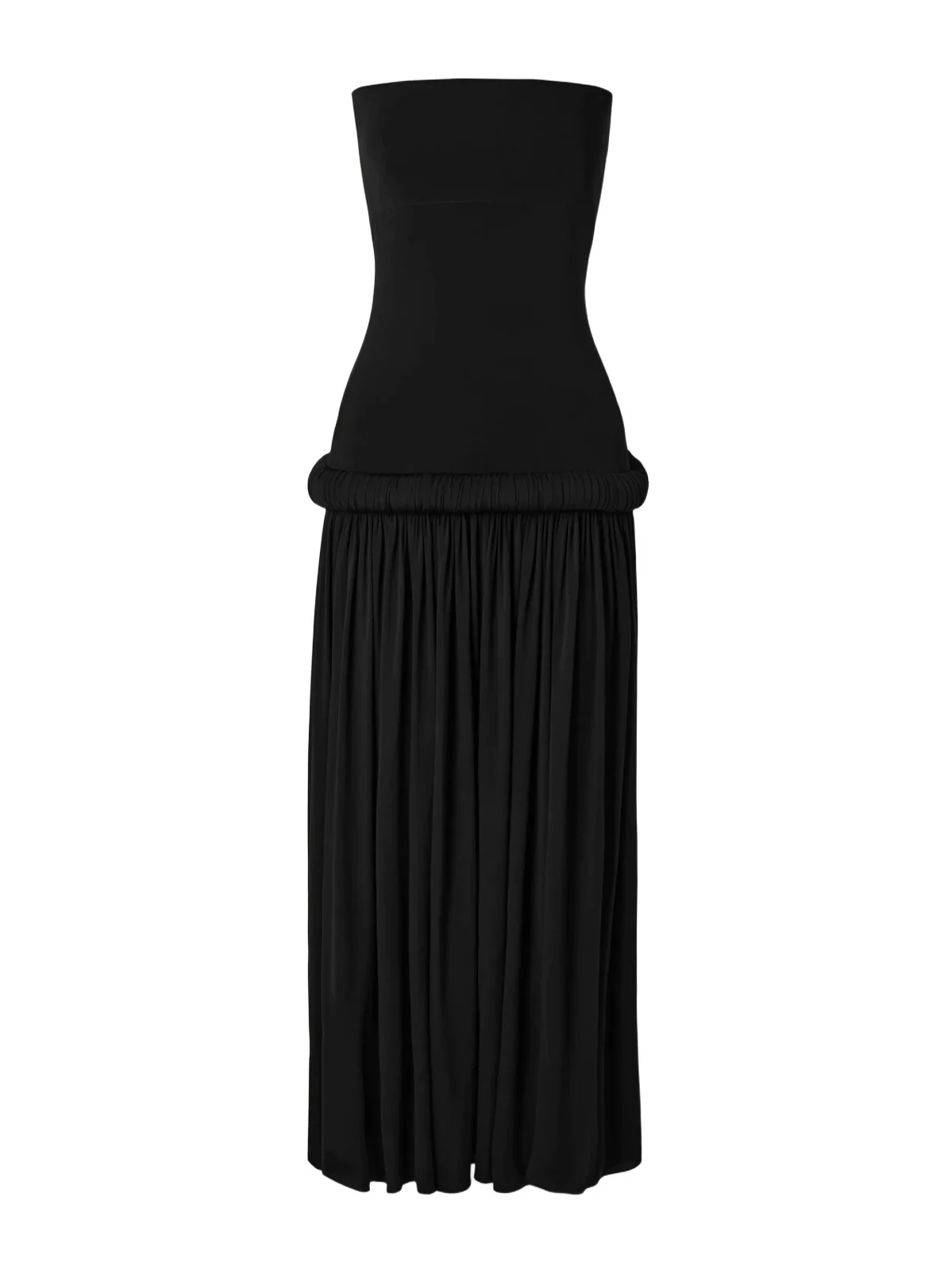 Strapless Pleated Stretch-jersey Midi Dress Strapless Pleated Stretch-jersey Midi Dress