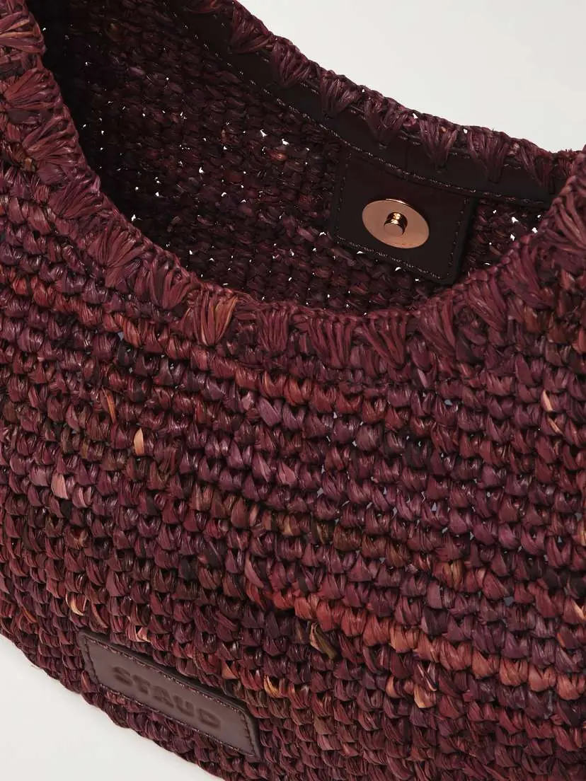 Staud Moon Leather-trimmed Raffia Tote | Thumbnail 5