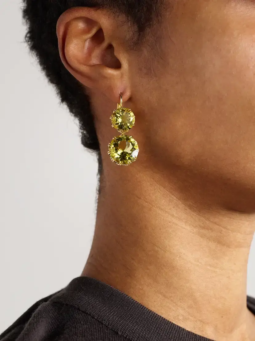 Ileana Makri Double Crown 18-karat Gold Topaz Earrings | Thumbnail 2