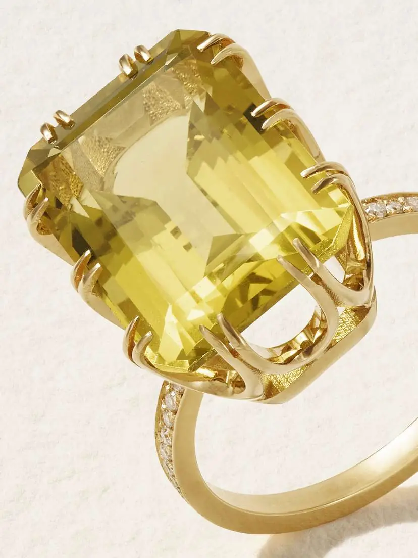 Ileana Makri Solitaire Crown 18-karat Gold, Topaz And Diamond Ring - Yellow | Thumbnail 4 Ileana Makri Solitaire Crown 18-karat Gold, Topaz And Diamond Ring - Yellow | Thumbnail 4