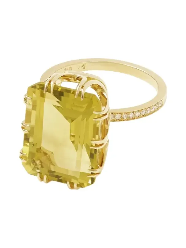 Solitaire Crown 18-karat Gold, Topaz And Diamond Ring - Yellow