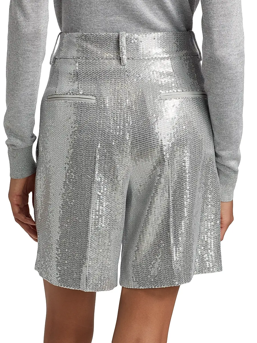 Michael Kors Collection Women's Sequined Pleated Shorts - Pearl Silver | Thumbnail 5 Michael Kors Collection Women's Sequined Pleated Shorts - Pearl Silver | Thumbnail 5