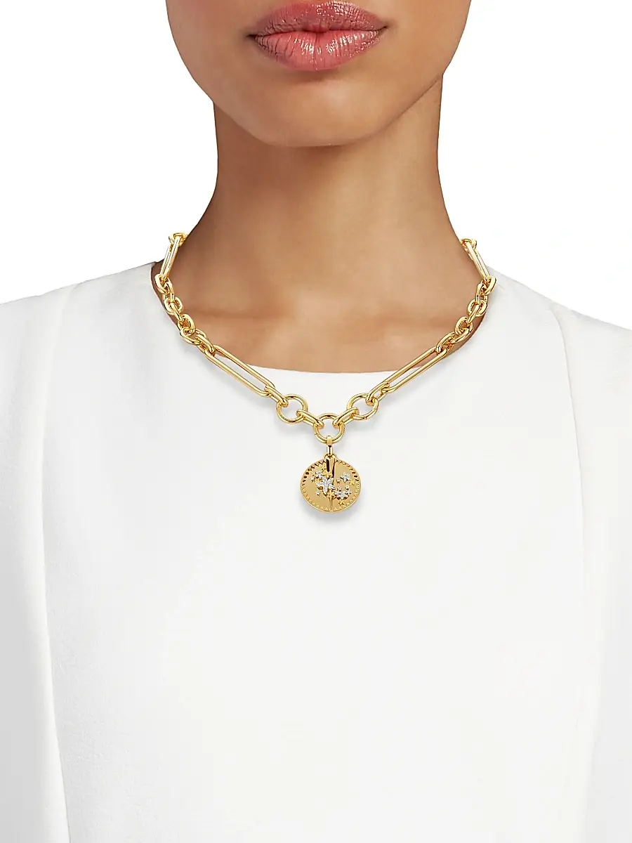 Foundrae Women's Resilience 18K Yellow Gold & 0.13 TCW Diamond Oversized Mixed Chain Necklace - Yellow Gold | Thumbnail 2 Foundrae Women's Resilience 18K Yellow Gold & 0.13 TCW Diamond Oversized Mixed Chain Necklace - Yellow Gold | Thumbnail 2