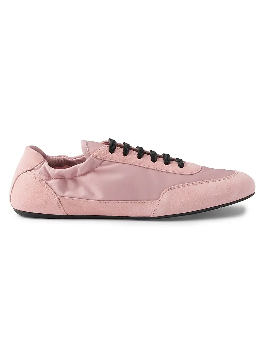 Prada Women's Collapse Re-Nylon and Suede Sneakers - Pink | Image 1 Prada Women's Collapse Re-Nylon and Suede Sneakers - Pink | Image 1