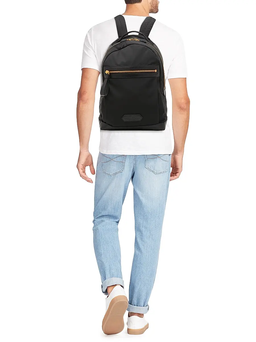 Tom Ford Men's Nylon & Leather Backpack - Black | Thumbnail 2