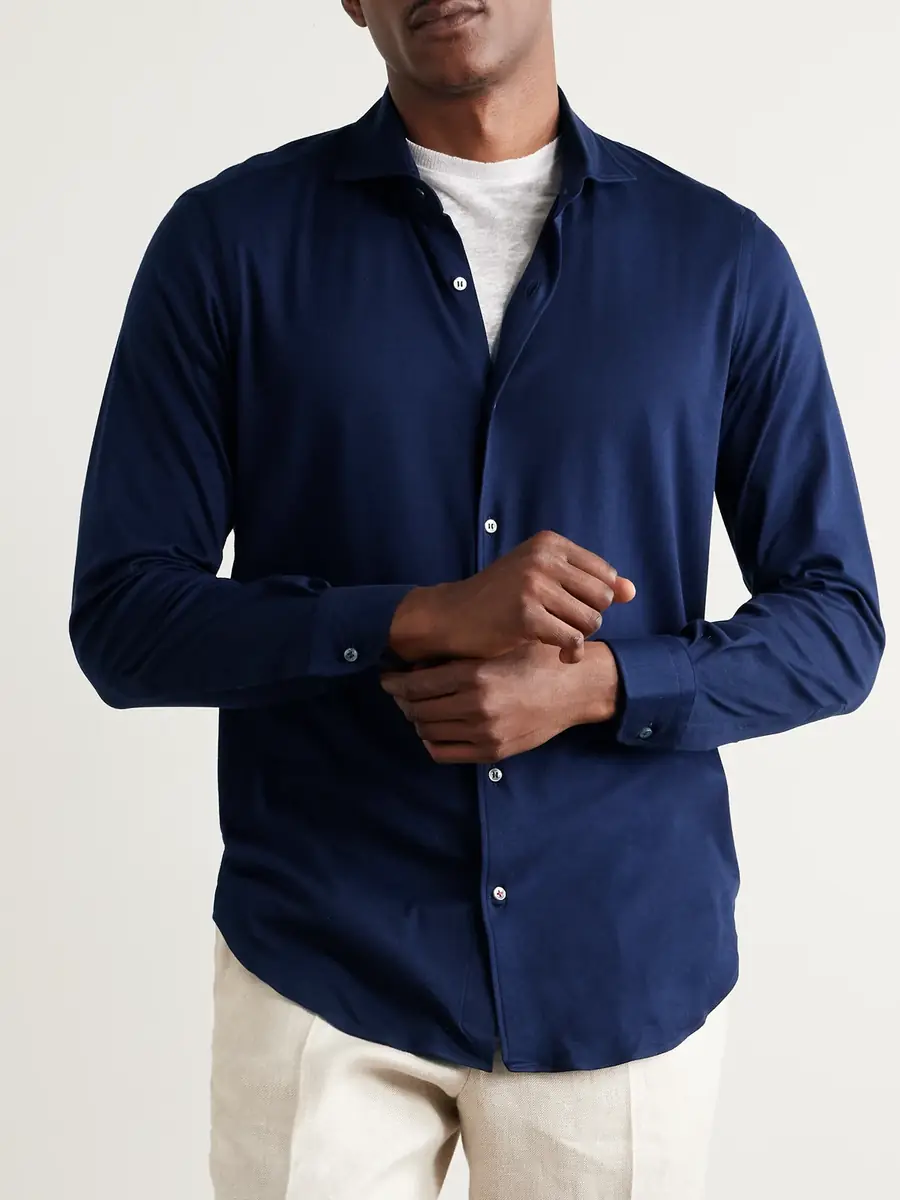 Loro Piana Andrew Slim-Fit Cotton-Jersey Shirt - Men | Thumbnail 3 Loro Piana Andrew Slim-Fit Cotton-Jersey Shirt - Men | Thumbnail 3