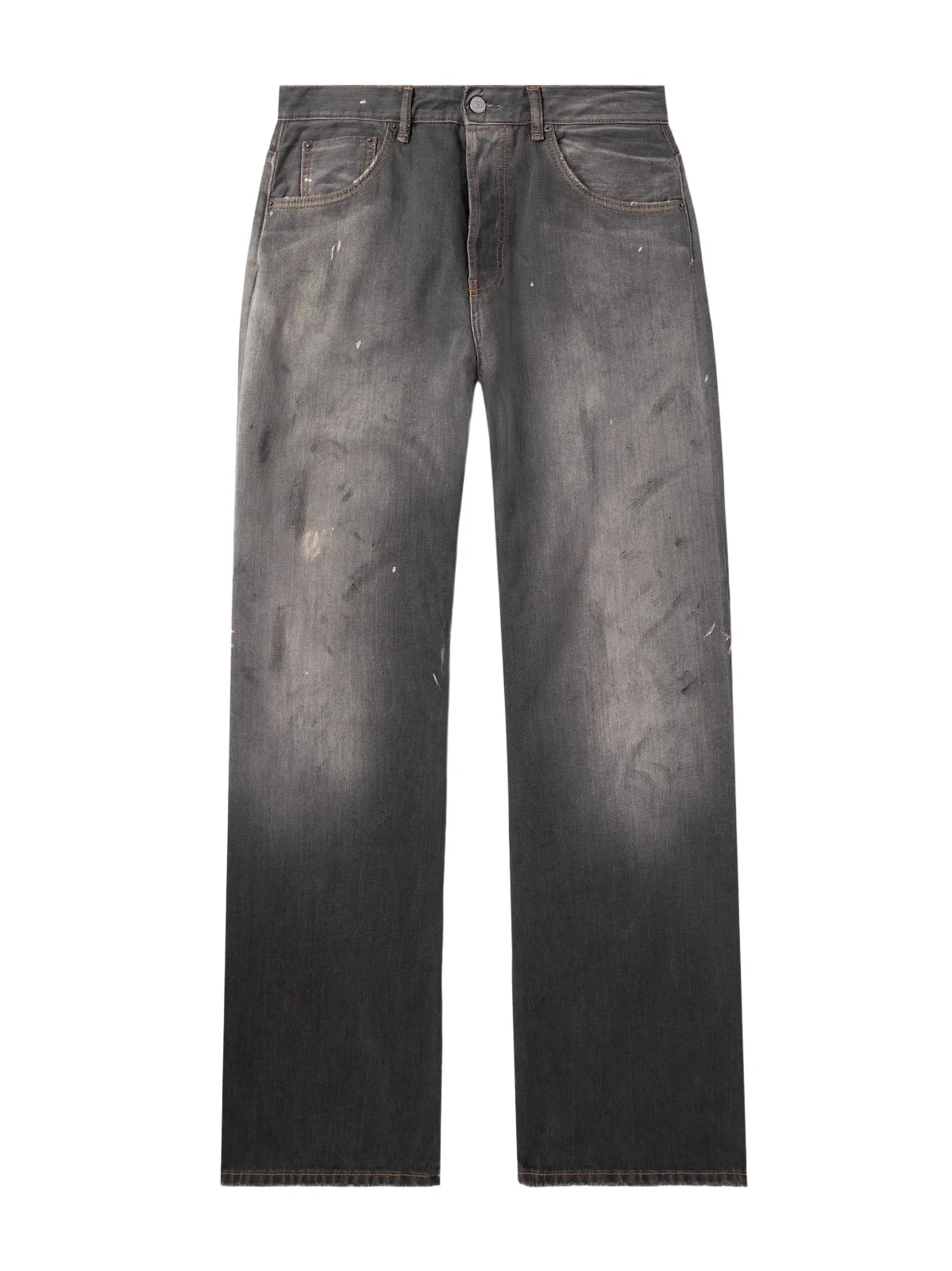 Straight-Leg Distressed Paint-Splattered Jeans - Men Straight-Leg Distressed Paint-Splattered Jeans - Men