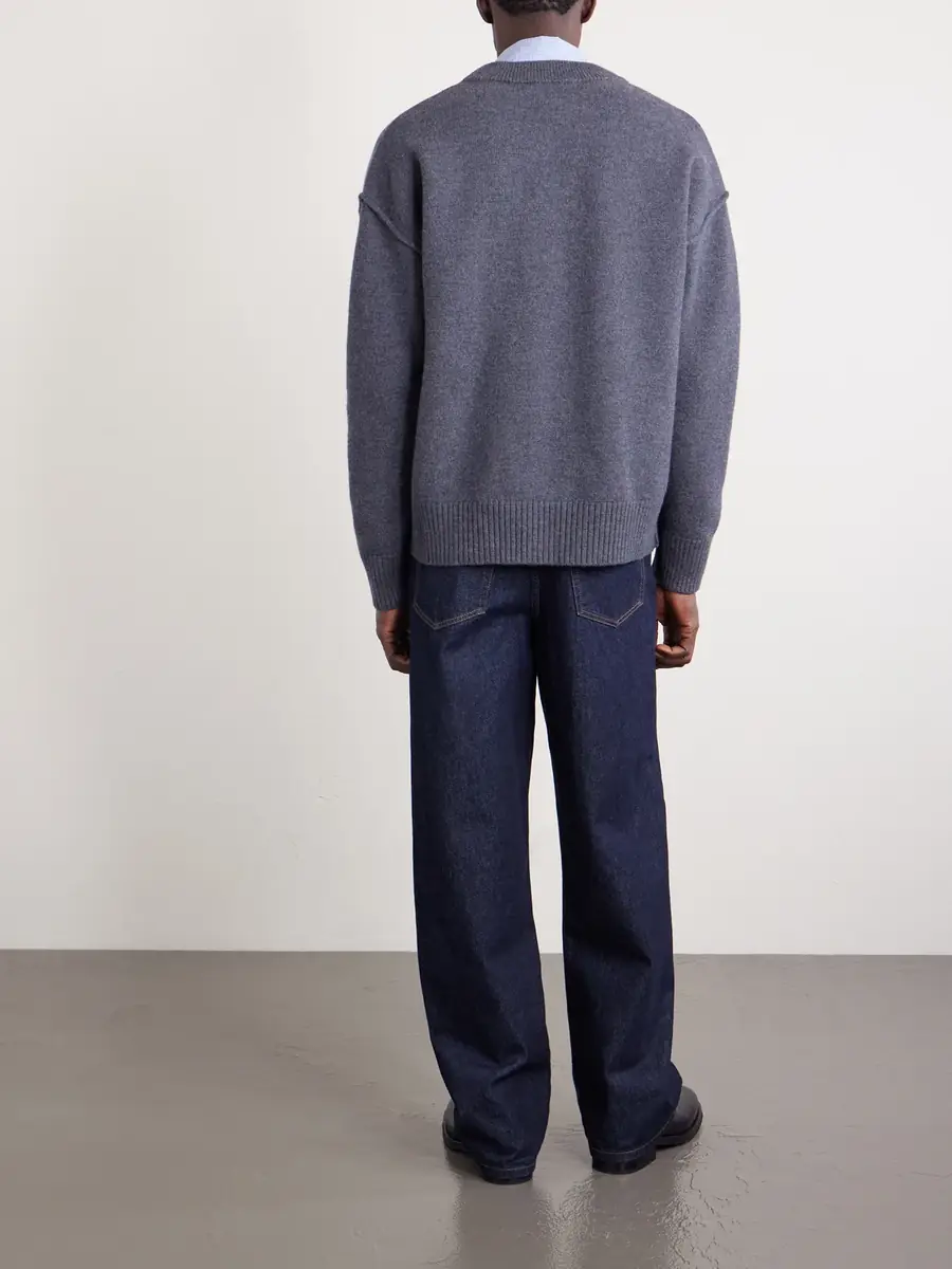 AMI PARIS Logo-Intarsia Merino Wool Cardigan - Men | Thumbnail 4 AMI PARIS Logo-Intarsia Merino Wool Cardigan - Men | Thumbnail 4