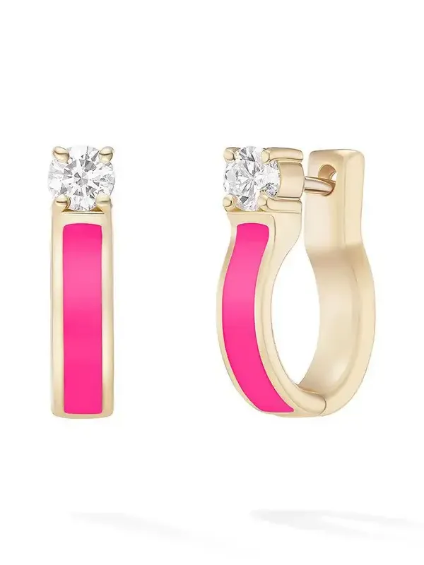 Neon Pink Small Diamond Honey Hoop Earrings