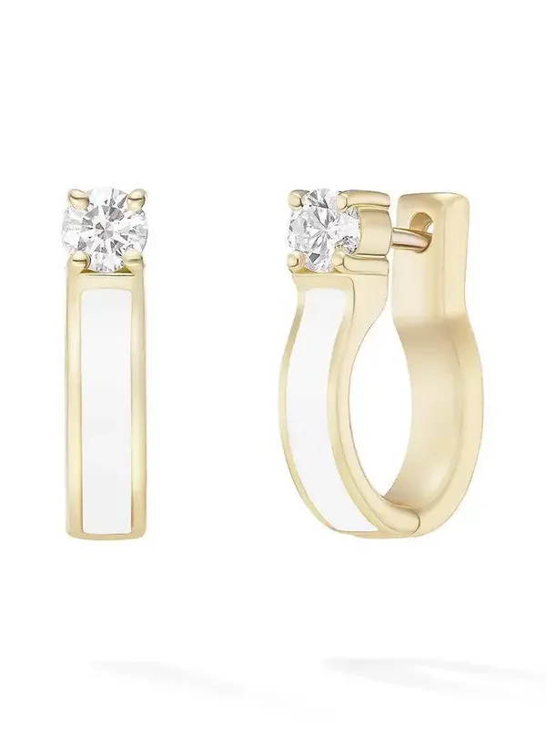 White Small Diamond Honey Hoop Earrings