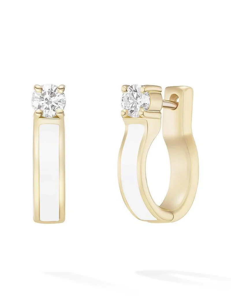 White Small Diamond Honey Hoop Earrings White Small Diamond Honey Hoop Earrings