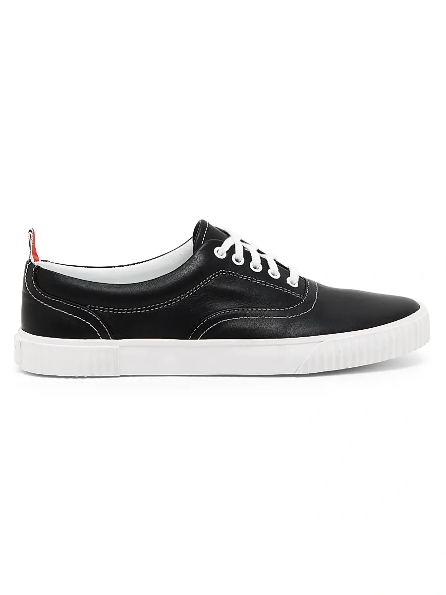 Thom Browne Men's Heritage Leather Sneakers - Black | Image 1 Thom Browne Men's Heritage Leather Sneakers - Black | Image 1