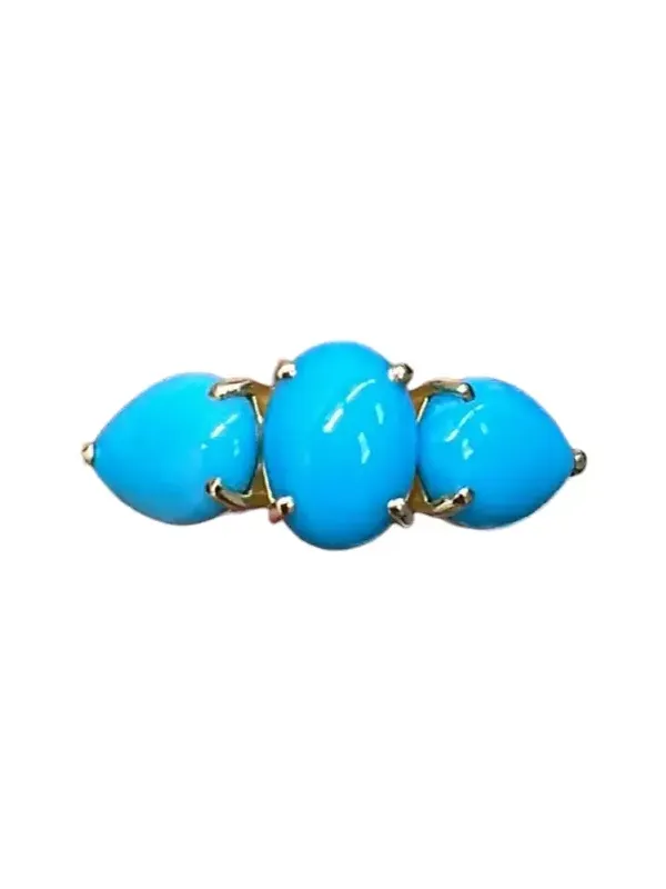 2.73ct Turquoise 18K Gold Three Stones Earcuff