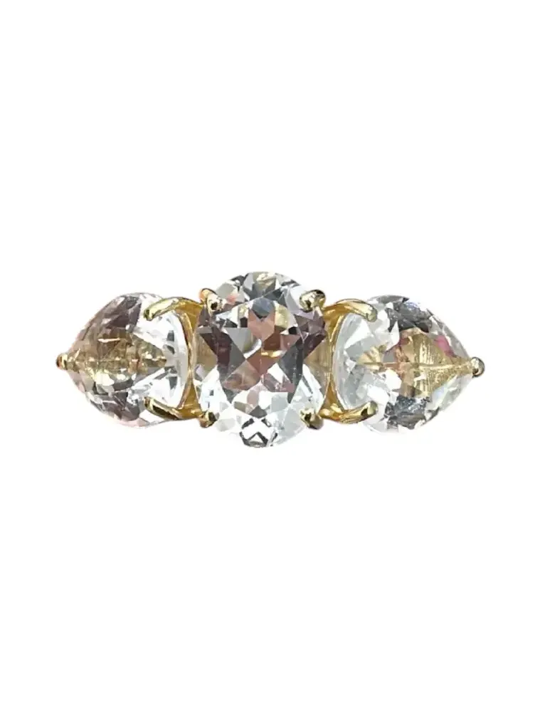 5.98ct White Topaz 18K Gold Three Stones Earcuff