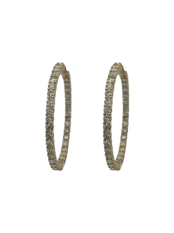 6.0ct Diamond 18K Gold Inside Outside Hoop Earrings