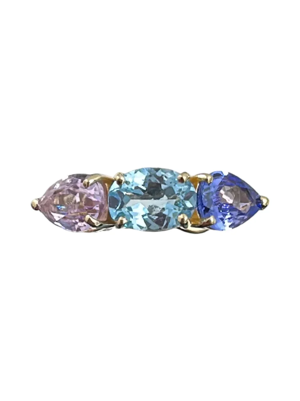 Tanzanite Blue Topaz Kunzite 18K Gold Three Stones Earcuff Tanzanite Blue Topaz Kunzite 18K Gold Three Stones Earcuff