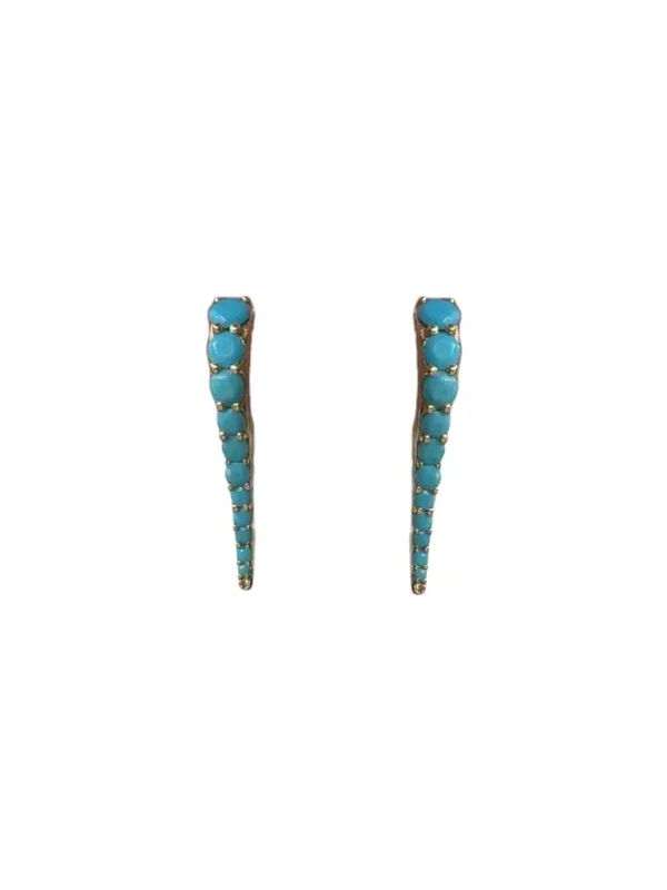 Turquoise 14K Gold Pointed Hoop Earrings