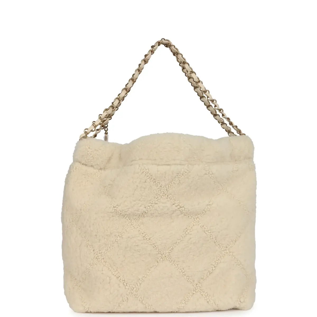Chanel Chanel Small 22 Bag Ecru Shearling Brushed Gold Hardware | Thumbnail 4