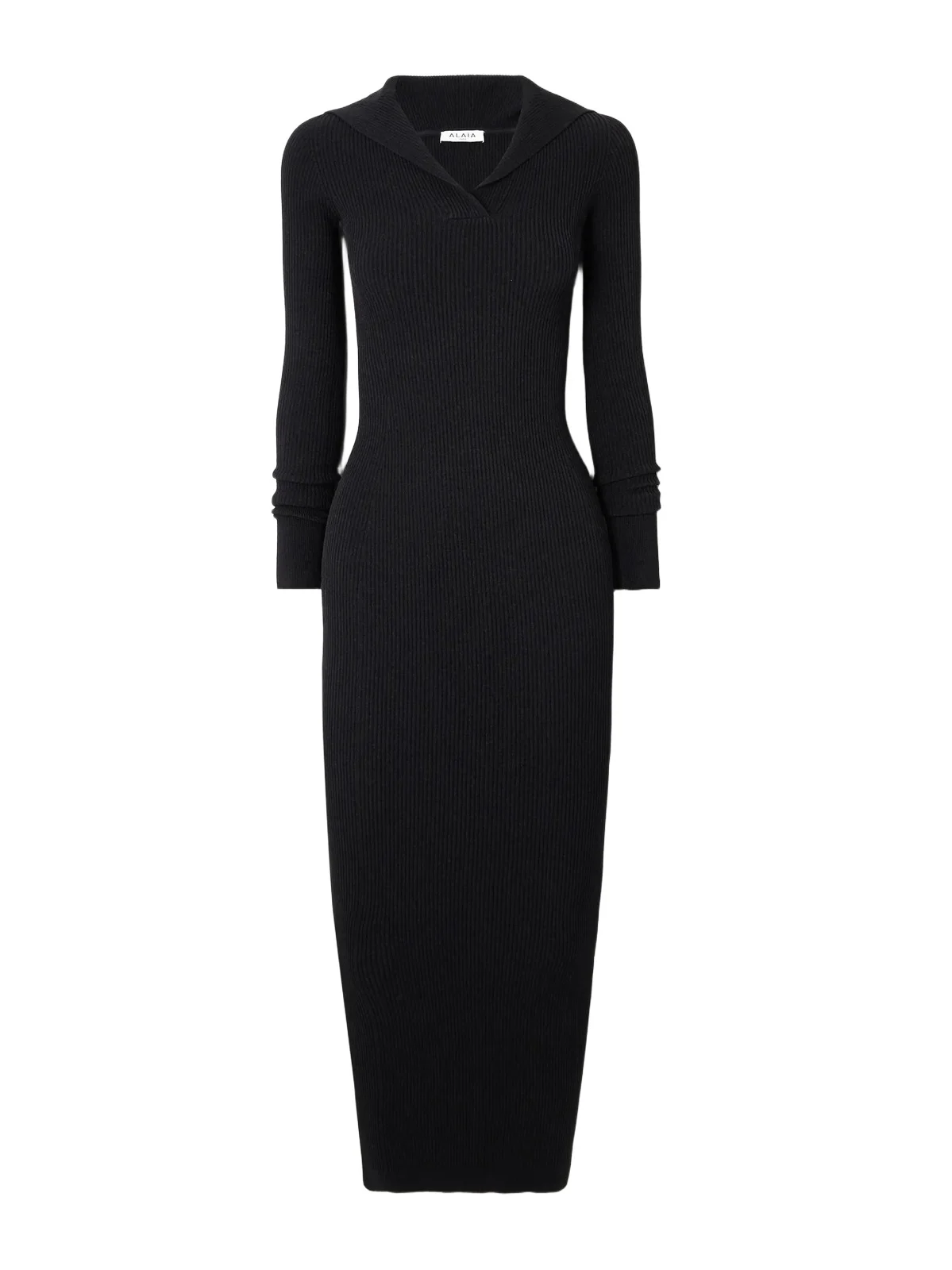 Hooded Ribbed-knit Midi Dress