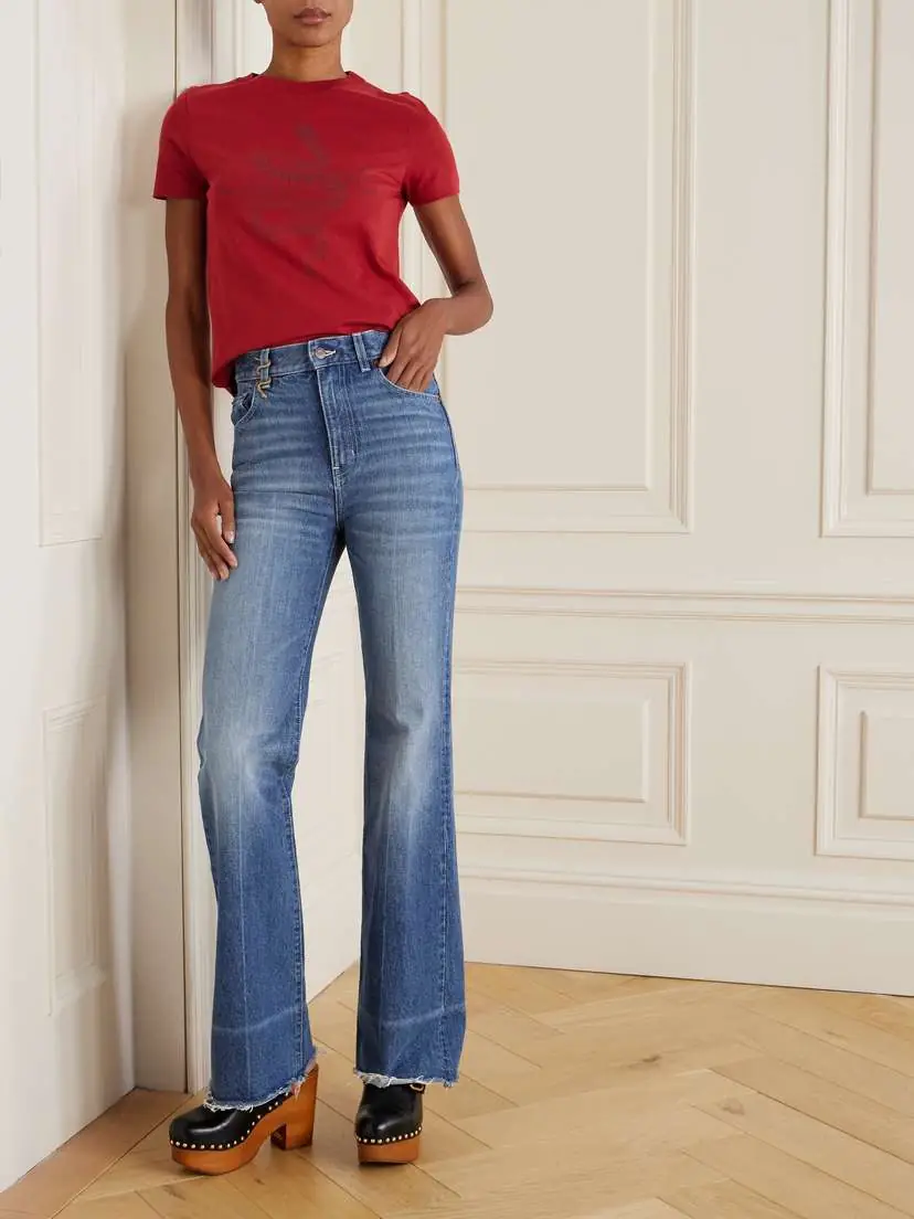 Chloé Snake Frayed Embellished Straight-leg Jeans | Thumbnail 2 Chloé Snake Frayed Embellished Straight-leg Jeans | Thumbnail 2