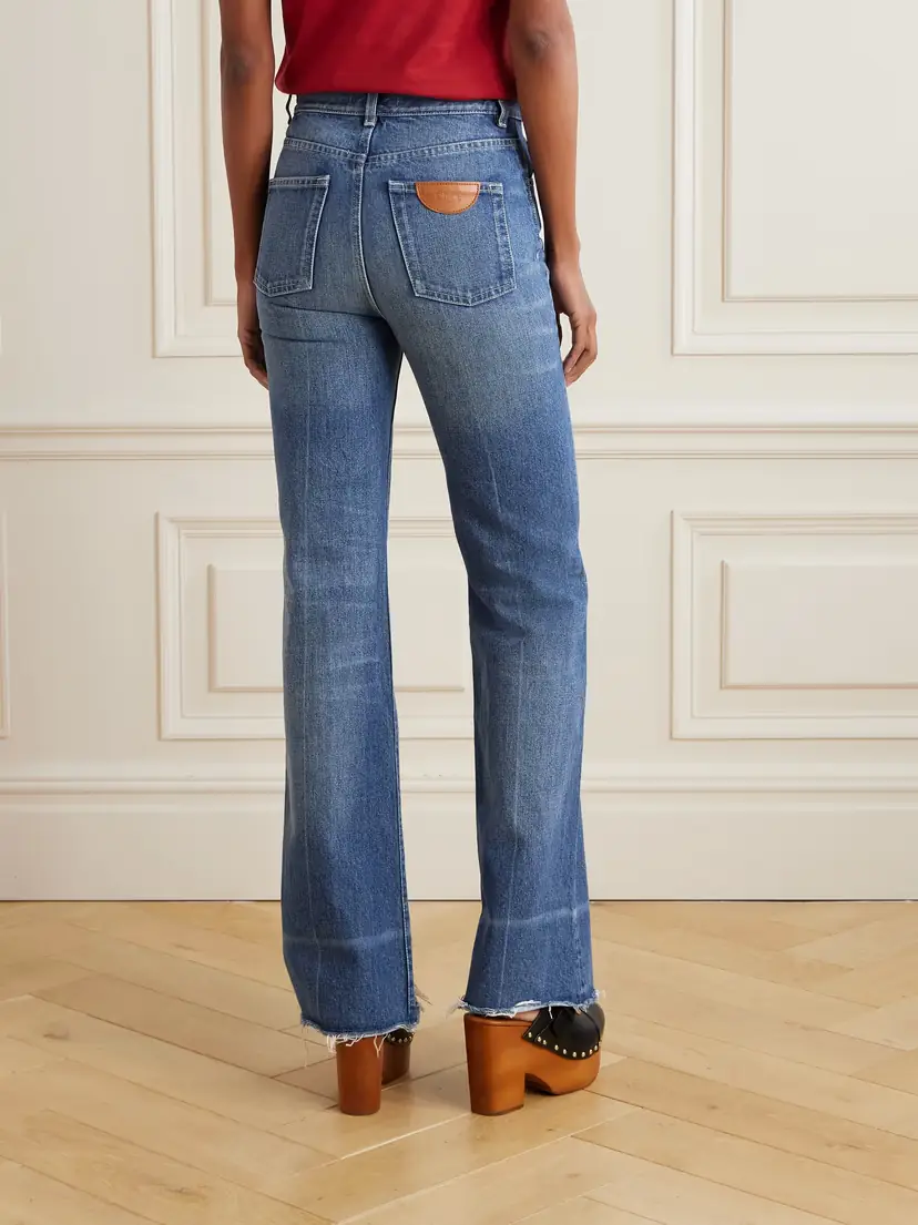 Chloé Snake Frayed Embellished Straight-leg Jeans | Thumbnail 3 Chloé Snake Frayed Embellished Straight-leg Jeans | Thumbnail 3