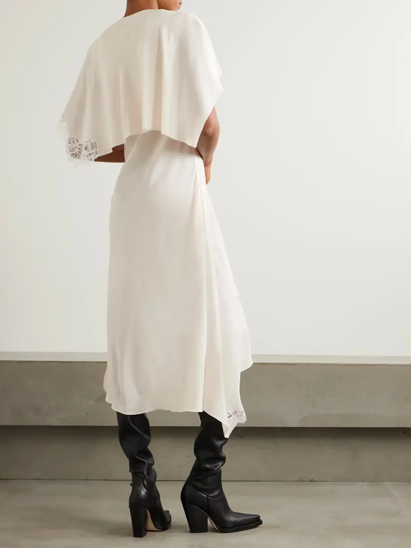 Stella McCartney Layered Lace-trimmed Silk Crepe De Chine Midi Dress | Thumbnail 3