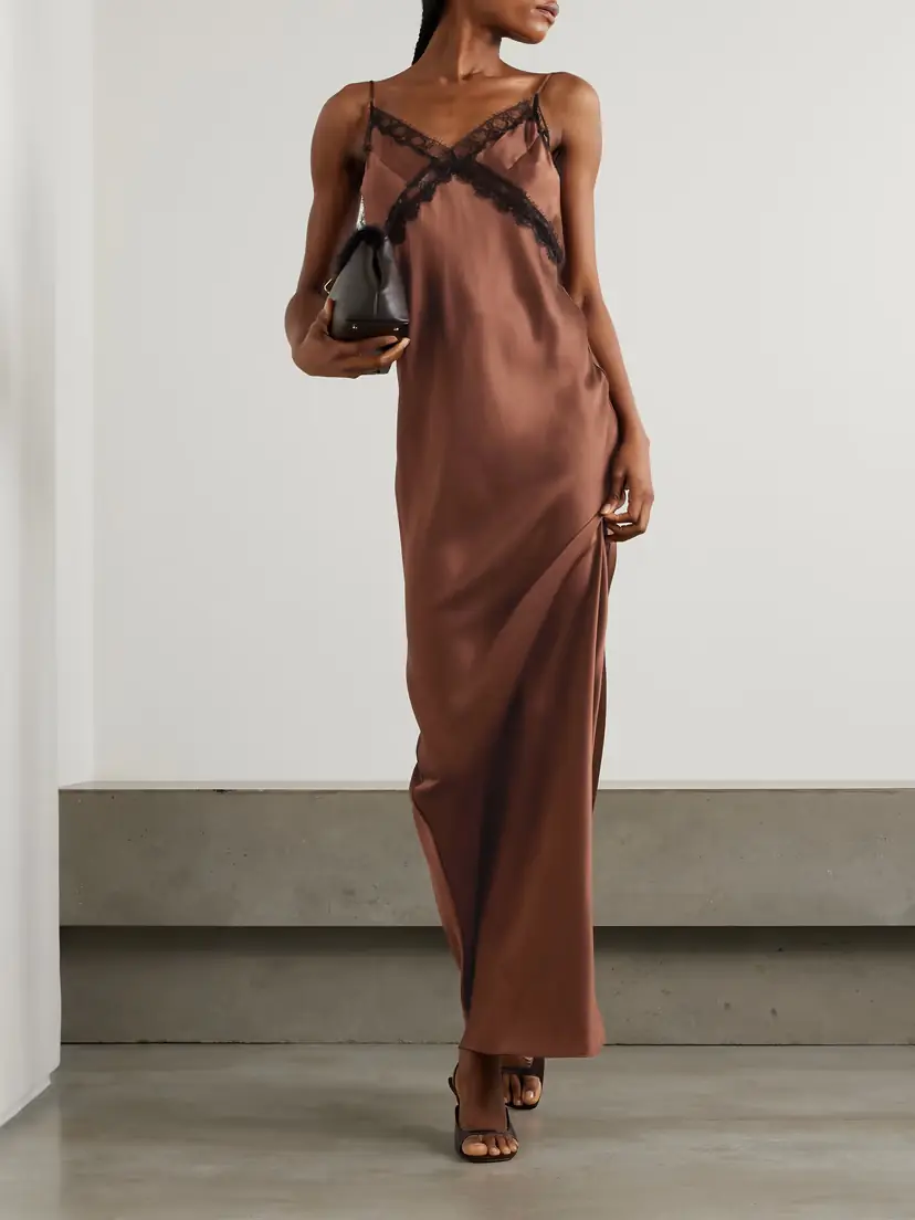 Kiki de Montparnasse Lace-trimmed Silk-satin Maxi Dress | Thumbnail 2