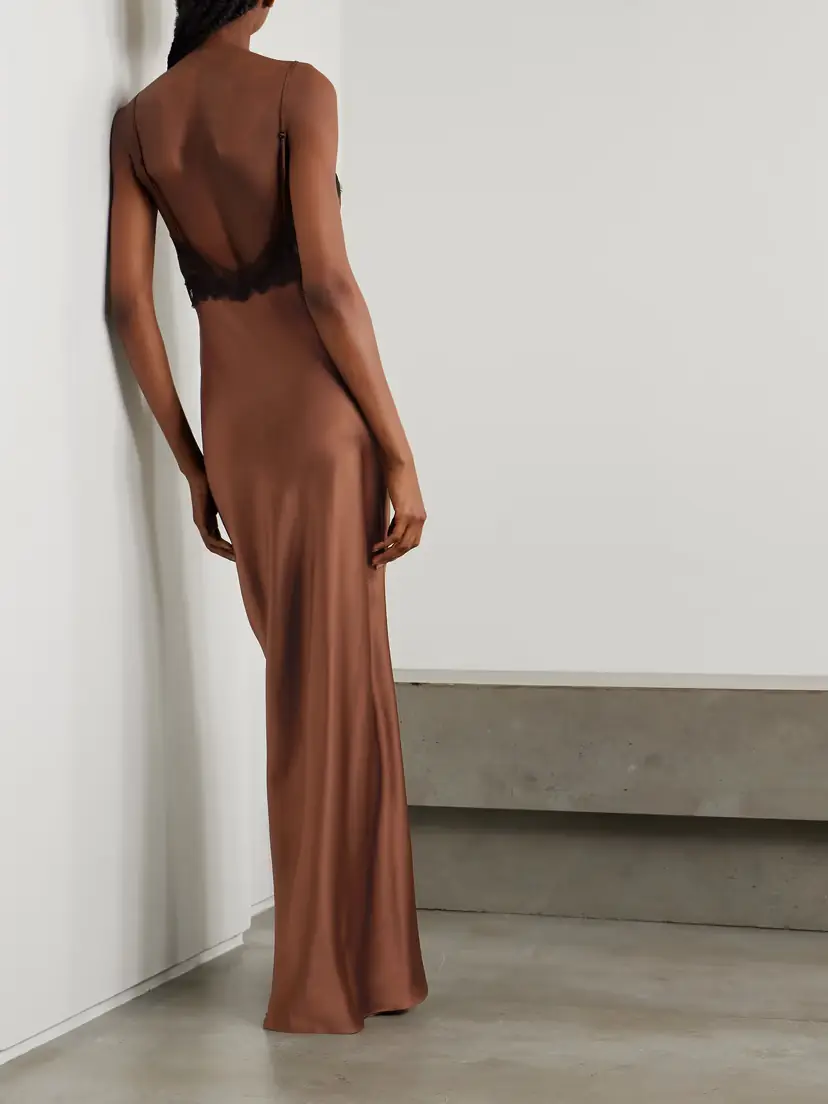 Kiki de Montparnasse Lace-trimmed Silk-satin Maxi Dress | Thumbnail 4