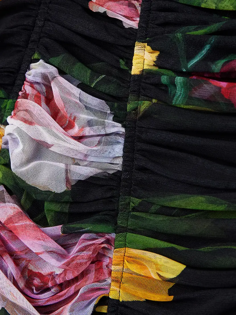 Dolce & Gabbana Paneled Ruched Floral-print Tulle Dress | Thumbnail 4